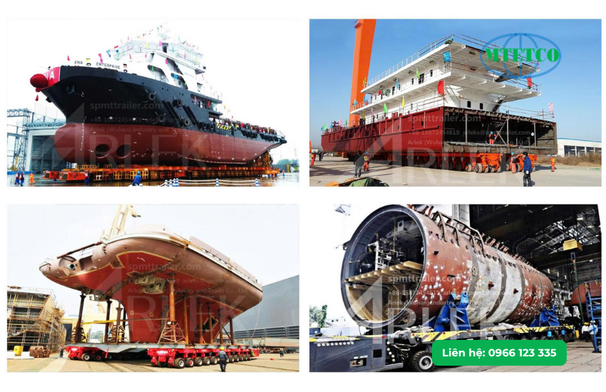 Ứng dụng xe nâng tổng đoạn Mtetco trong công nghiệp đóng tàu, năng lương, dầu khí, cầu đường, chế tạo cơ khí
