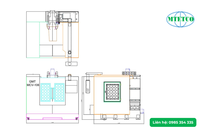 Kích thước máy phay CNC GMT