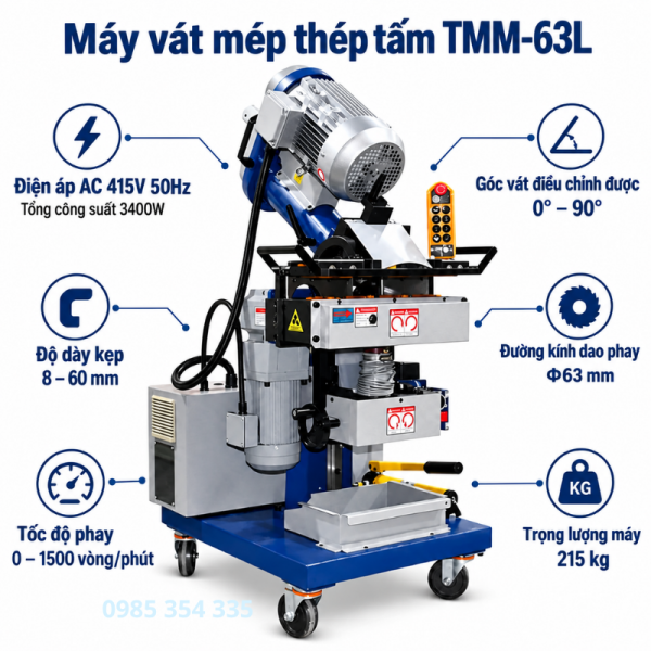 Máy vát mép thép tấm Taole TMM 63L/63S